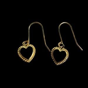 14k Yellow Gold Jewelry Delicate Open Heart Wire Earrings